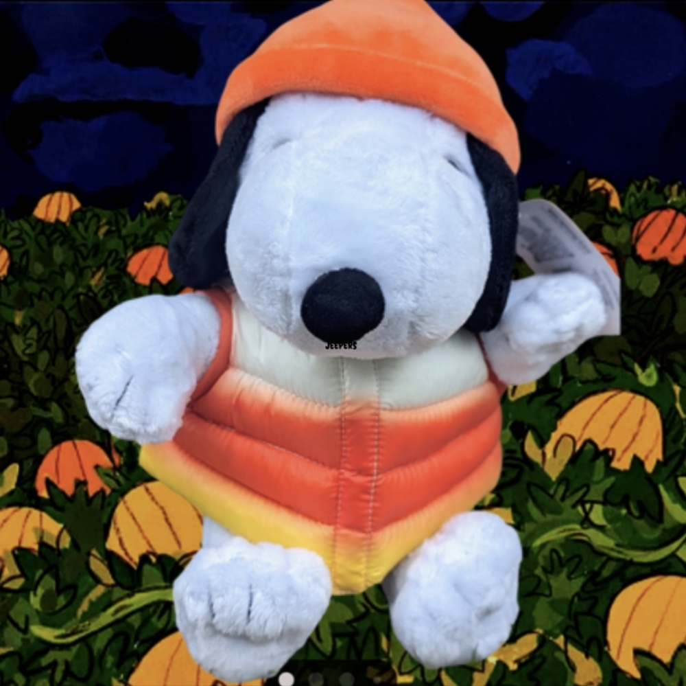 Peanuts Snoopy Candy Corn Puffy Vest Plush, Puffer Jacket, Halloween Snoopy